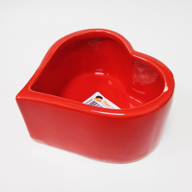 Vaso Cer&acirc;mico Vermelho em forma de cora&ccedil;&atilde;o